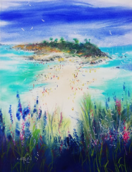 Named contemporary work « Plage du Perron à Saint Briac sur mer », Made by CHRISTOPHE CREPIN