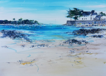 Named contemporary work « Plage de la grève blanche à Carantec », Made by CHRISTOPHE CREPIN