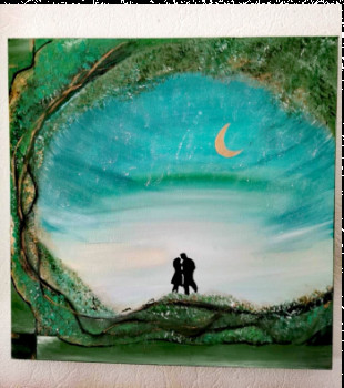 Named contemporary work « Green moon », Made by CHARLINE
