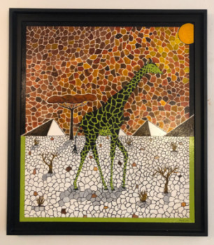 Named contemporary work « Mosaïque Girafe ( Nue au soleil ) », Made by FRANK