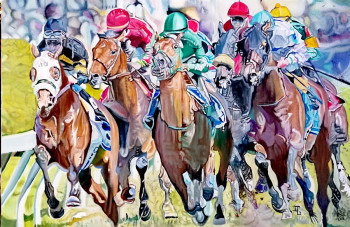 Named contemporary work « Horse Racing », Made by ISABELLE GARCIA