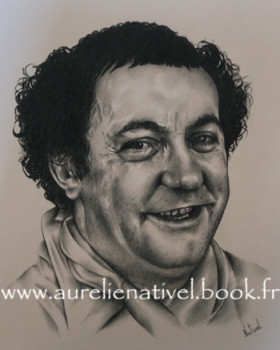 Named contemporary work « Portrait de Coluche », Made by AURéLIE NATIVEL