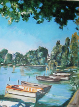 Named contemporary work « lac d'enghien », Made by MIREILLE BREGOU