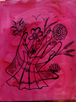 Named contemporary work « ma robe rose », Made by VIVIANE