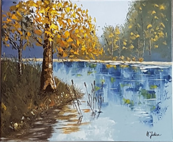 Named contemporary work « L'automne au bord de l'eau », Made by N.JAHIER