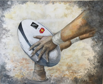 Named contemporary work « Ballon de rugby », Made by SANDRA FROUGIER