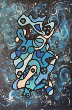 Named contemporary work « Blue Galaxy », Made by MALISU