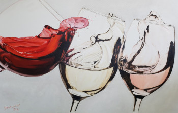 Named contemporary work « Les 3 vins », Made by JEROME BOYADJIAN