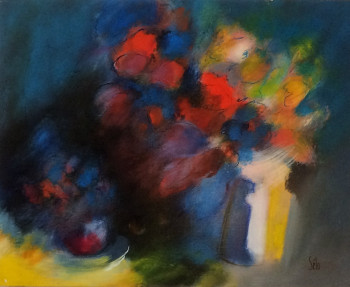 Named contemporary work « Le bouquet aux coquelicots et pavots jaune. », Made by SELO