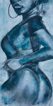 Named contemporary work « blue black », Made by ėCLABOUSSEUR D'ART