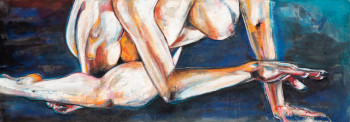 Named contemporary work « Nu orange bleu », Made by ėCLABOUSSEUR D'ART