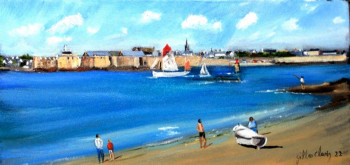 Named contemporary work « Port-Louis vu de la Nourriguel », Made by GILLES CLAIRIN