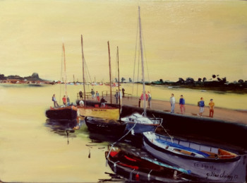 Named contemporary work « ciel jaune sur le vieux-port », Made by GILLES CLAIRIN