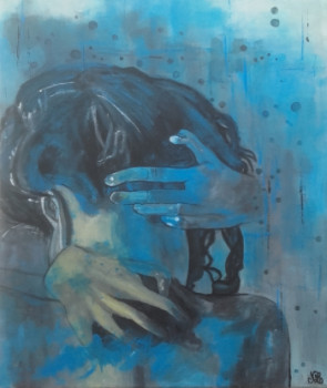 Named contemporary work « Tableau contemporain femme colore - Lady blue », Made by NADEGEPAINTER