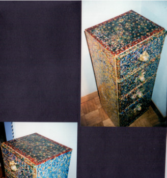 Named contemporary work « armoire récupéré, peint et décoré. », Made by MITRA SHAHKAR