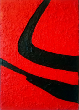 Named contemporary work « 70x50cm 26-09-22 rouge », Made by ALAIN MAUDOUX