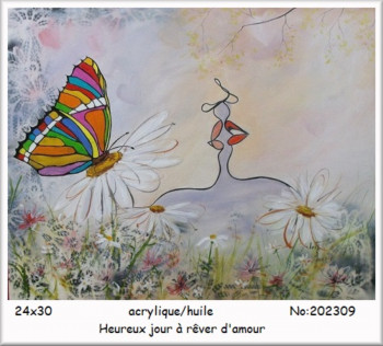 Named contemporary work « Heureux jour à rêver d'amour », Made by ARLETTE PARADIS