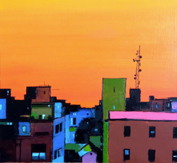 Named contemporary work « The city before sunset », Made by CHEN XI