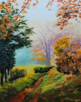 Named contemporary work « Un chemin pendant l'automne », Made by ANDRé GILLOUAYE