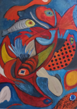Named contemporary work « Poisson, bonne pêche! », Made by BRIGI'ART