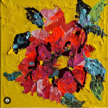 Named contemporary work « Fleur colorée », Made by BONNEAU-MARRON