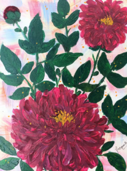Named contemporary work « Autres pivoines », Made by JACQUELINE