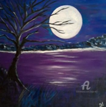 Named contemporary work « Arbre au clair de lune », Made by BRIGI'ART