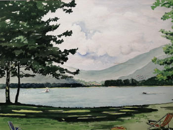 Named contemporary work « Lac de Lugano 2 », Made by ANDRé FEODOROFF