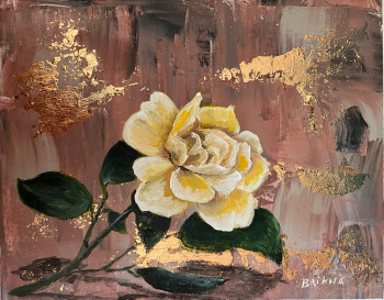 Named contemporary work « Rose jaune », Made by BRIKHA