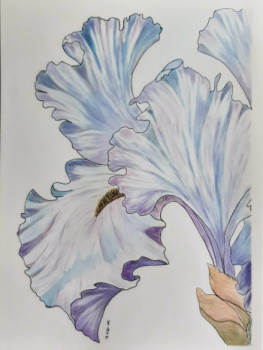 Named contemporary work « Iris bleu », Made by XAM