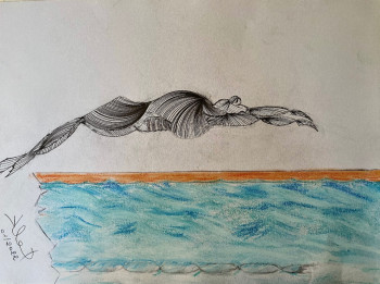 Named contemporary work « J.O 2024 natation », Made by ABDEL DJABALI