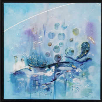 Named contemporary work « Planètes bleues », Made by FRéDéRIQUE CHABIN-RIVIERE