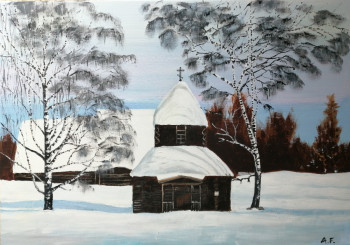 Named contemporary work « Chapelle sous la neige », Made by ANDRé FEODOROFF