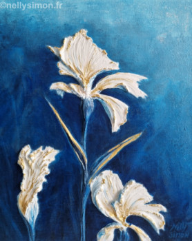 Named contemporary work « Iris blancs », Made by NELLY SIMON