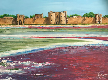 Named contemporary work « Aigues Mortes et ses salins », Made by ANNE AMOUROUX