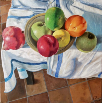 Named contemporary work « Fruites al sol de tardor  -Fruits sous le soleil d'automne », Made by RIERA