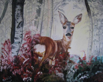 Named contemporary work « BICHE EN HIVER », Made by AMELIE AMELOT