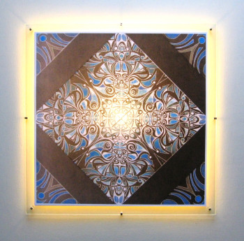 Named contemporary work « MANDALA bleu 2 », Made by LAULPIC