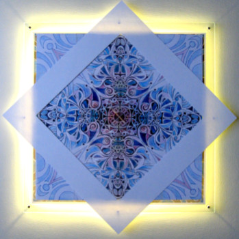 Named contemporary work « MANDALA CROISE bleu », Made by LAULPIC