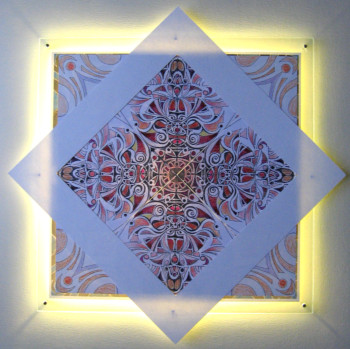 Named contemporary work « MANDALA CROISE rouge », Made by LAULPIC