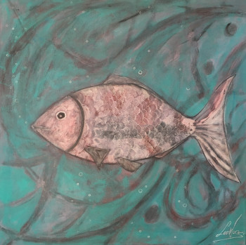 Named contemporary work « Happy Fish », Made by LAURENCE WAGON