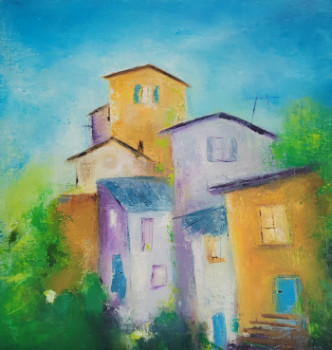 Named contemporary work « Le Petit Village », Made by NADINE DE LESPINATS