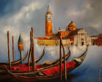 Named contemporary work « Gondoles de Venise », Made by BOULAY