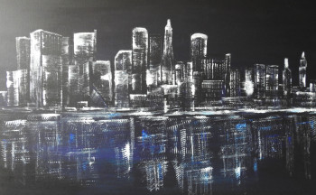 Named contemporary work « NY by night », Made by ROUXEL