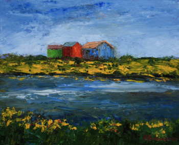 Named contemporary work « Cabanes à Oléron », Made by JEAN-FRANçOIS CLEMENCEAU