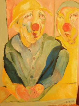 Named contemporary work « deux clowns », Made by FAYARD