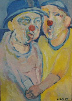 Named contemporary work « CLOWNS AUX CARTES 2 », Made by FAYARD