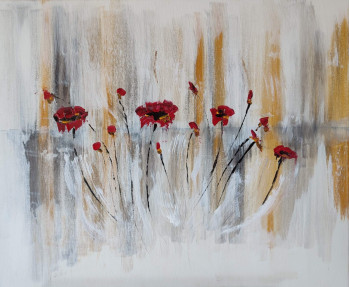 Named contemporary work « Fleurs rouges », Made by MARIE-LAURE TOURNIER