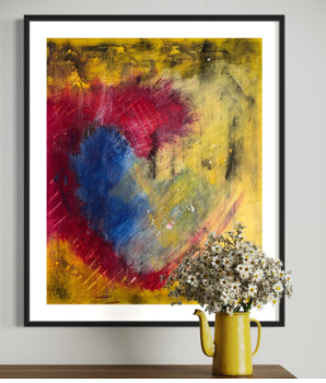 Named contemporary work « Blue heart », Made by KARTISTE
