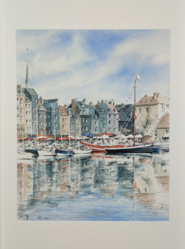 Named contemporary work « Port de Honfleur », Made by VAL.H